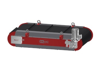 Ferrite magnet with automatic cleaning DND-AC above conveyor belt