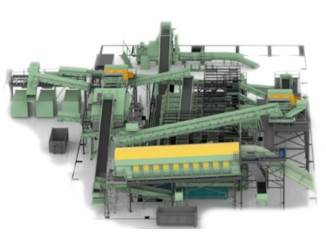 Automated sorting line for PET bottles, aluminum and iron cans