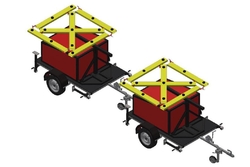 The portable lighted runway closure markers can be transported together where one is joined to the other.