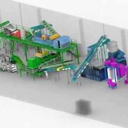 Automated line for sorting 3D plastic waste - PET bottles.