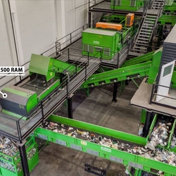 Automated sorting line for PET bottles, aluminum and iron cans