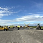 Portable lighted runway closure marker